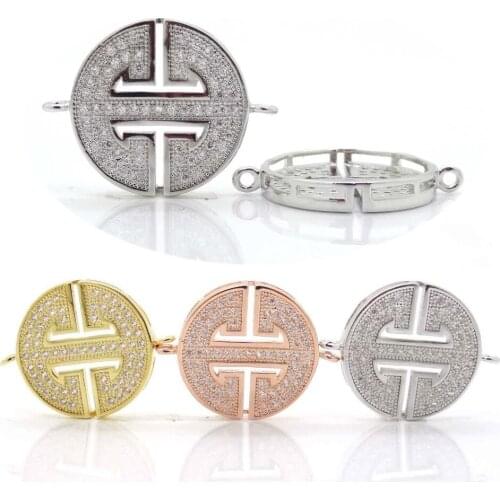 New Charms Jewelry Findings Link Connectors 18K Gold Plated Micro Pave Zircon Cake Metal Beads For Bracelets Making Findings