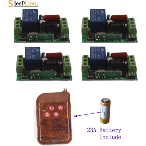 Sleeplion 220V 10A 4 Way Remote Wireless Switch Universal Remote Control Light Toggle Switch 220V 433MHz 315MHz 4 Receiver