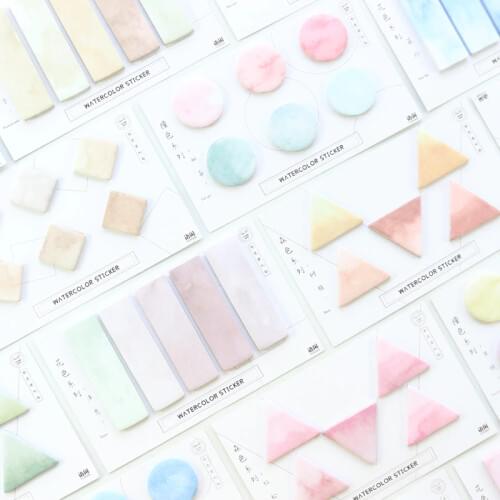 Domikee cute creative school kids sticky watercolor memo pad student adhesive note pad book stationery supplies