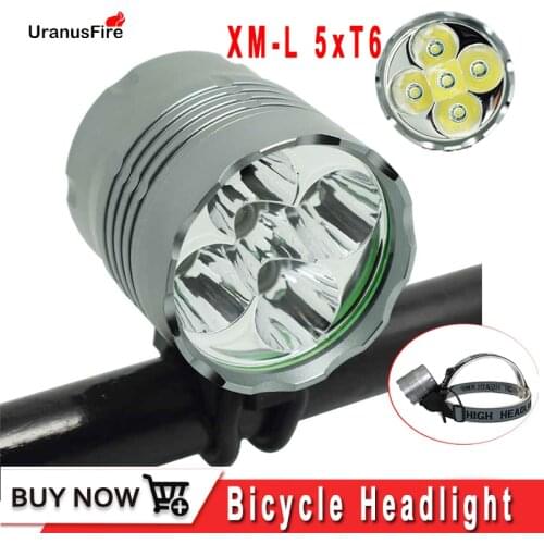 Lantern XM-L 5*T6 Bicycle Light Headlight 7000 Lumen DC charging port T6 LED Bike Light Lamp Cycle Headlamp for fishing camping