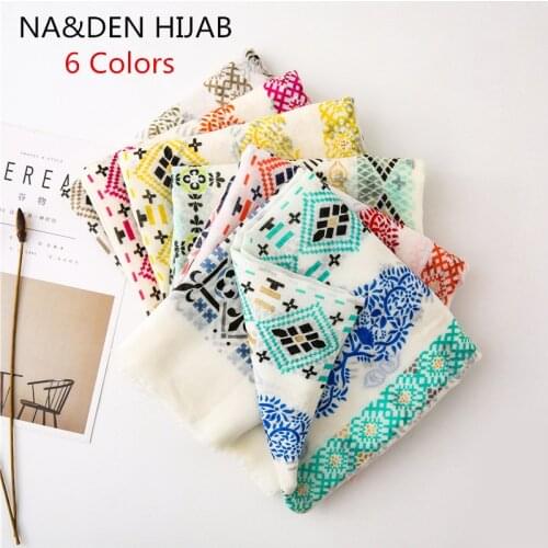 Head scarf 2020 New women girls spring autumn designer long bohemian ethnic soft print scarf wrap shawl stole Geometric Striped