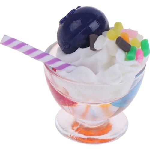 1pc Cute Dollhouse Miniature Drink Ice Cream Cups Set Model Pretend Play Mini Food Doll Accessories Fit Play House Toys