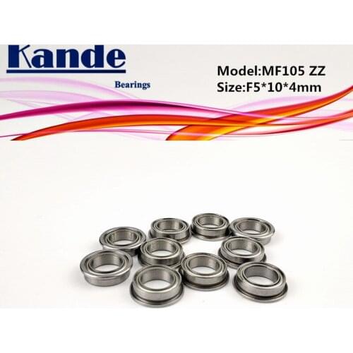 Kande Bearings 10PCS MF105ZZ MF105 MF105 ZZ Miniature Flange Bearing F5x10x4mm