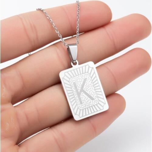 SMJEL Stainless Steel Initial Name Letter Necklace 26 A-Z Alphabet Necklace Card Jewelry For Women Girls Gifts