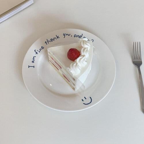 Pateau Ceramic Korean Ins Dessert Plate 8 Inch Alphabet Fruit Plate Breakfast Dish Kitchen Accessories pratos de jantar