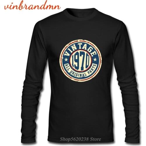 Classic Vintage 1970 Men Long Sleeve T-shirt Casual All Original Parts Letter Graphic Cotton Multi-size Fashion Male Tee Tops