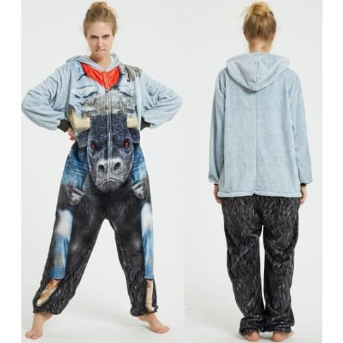Minotaur Monster Onesies Adult Unicorn Onesies Anime Bear Jumpsuit Pajamas Animal Outfit Women Men Couple Party Suit Winter