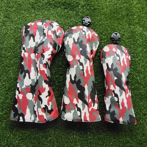 Red Camouflage Golf Club Head Cover Driver Fairway Wood Hybrid Cover 1 3 5 UT Cover