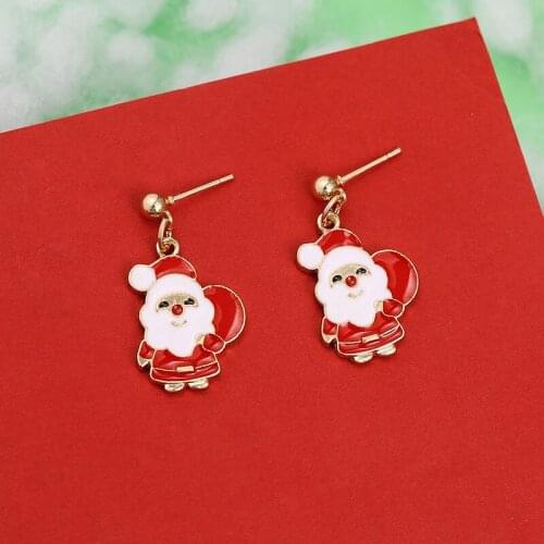 Hot Creative Christmas Ornaments Stylish Christmas Snowman Santa Claus Tree Earrings Jewelry for Gift