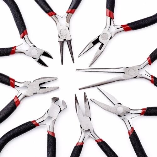 8pcs/Set Beading Jewelry Tools Kit Equipment Jewelry Plier Sets Ferronickel Carbon-hardened Steel Beading Cutting Joint Pliers