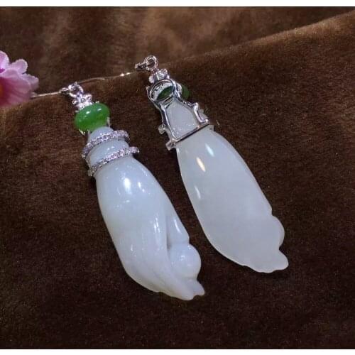 Natural and Tian Baiyu Bergamot pierced earrings with biyu S925 silver inlay