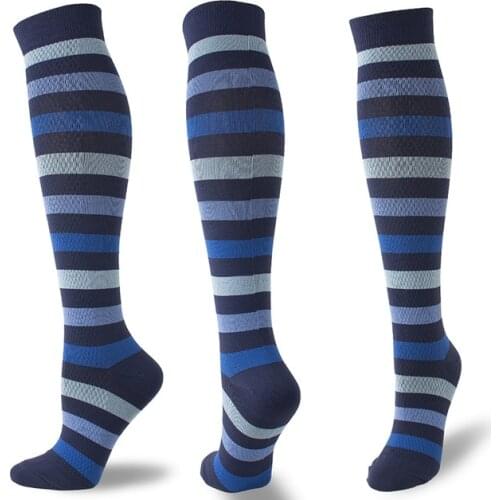 Women Yoga Stripe Compression Socks Men Outdoor Sport Socks Medical Nurse Edema Maternity Swelling Flight Travels