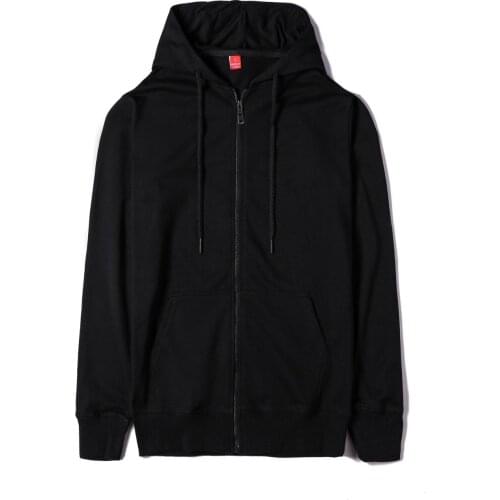 New Autumn Clothes Terry Zipper Hooded Sweatshirt Men And Women Solid Color Coat Cotton Tops Long Sleeve Black Jack Hoodies