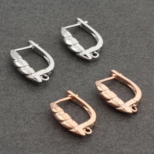 New Trend Earrings Hook Bread Shape Design 585 Rose Gold Color Nickel Free Jewelry Accessories Making Earrings Findings Clasp