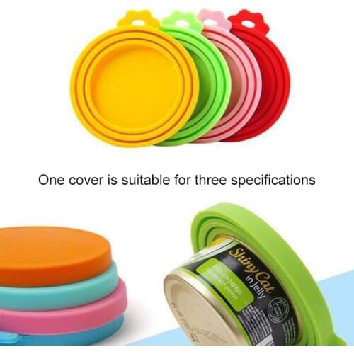 Portable Colorful Silicone Can Lid Food Tin Cover Cans Cap Pet Can Box Cover Reusable Food Storage Keep Fresh Hot Kitchen Tools