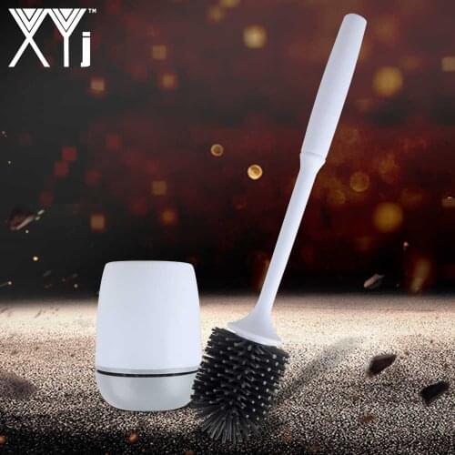 XYj Upgraded Toilet Brush with Holder Set Toilet Bowl Brush For Bathroom 360 Silicone Brush Head Easy Clean Good Toughness