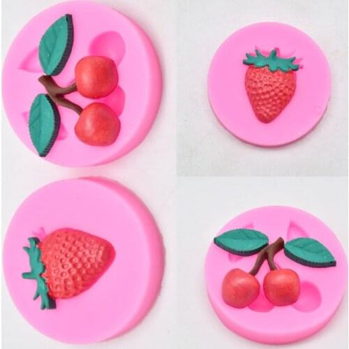Strawberry Cherry Silicone Mold 3d For Chocolate Fondant Cake Decorating Candy Mould Kitchen Baking Tools Accessories Bakeware