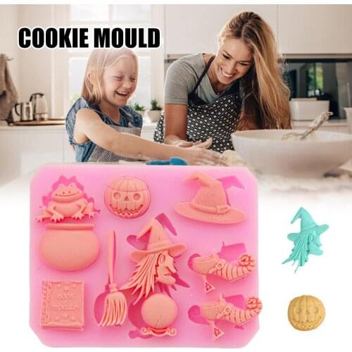 Halloween Cookie Cake Stencils DIY Cartoon Cupcake Chocolate Silicone Mold Templates Practical Kitchen Baking Tools Confeitaria