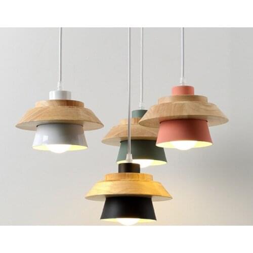 Nordic Macaron Personality Cafe Bar Chandelier Simple Wood Bedroom Bedside Lighting Home Lighting