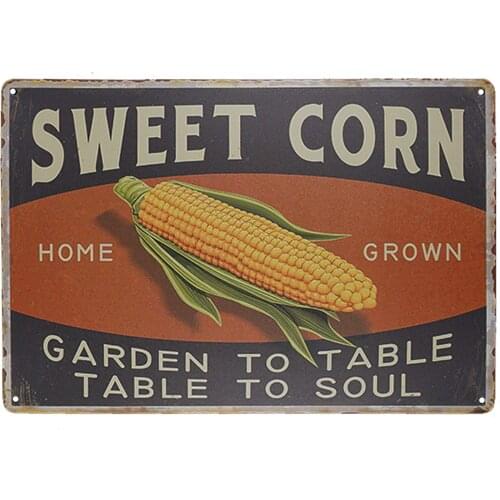 Sweet Corn Retro Vintage Tin Sign Home Bar Kitchen Farmhouse Home Decor Signs Gifts Size 8" X 12"?¨Garden to Table Table to