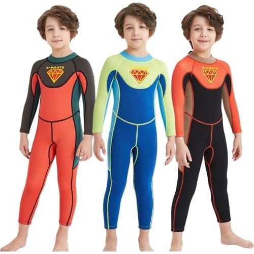 One Pieces Kids Swimwear Long sleeve Neoprene Wetsuit Surfing Children 2.5MM Diving Suit boys Winter Keep Warm Overall Swimsuit