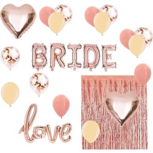 Bridal Shower & Bachelorette Party Decorations Kit Rose Gold- Set Includes Bride Foil Balloon, Love Foil Balloon