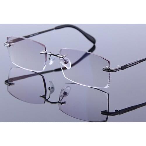 Ultralight Diamond Trimming Rimless Reading Glasses Men Clear Lenses Anti Blue Ray Computer Eyeglasses Presbyopia Glasses S7001