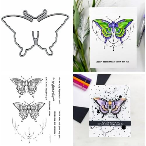 Cutting Dies Match Clear Silicone Stamps Colorful Layered Butterflies Wishes Sentiment DIY Scrapbooking Craft Cards 2020 New