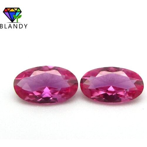 High Quality Rubi Gems 3x5~10x14mm Oval Shape Machine Cut 3# Red Stone Beads Synthetic Corundum Stone For Jewelry Free Shipping