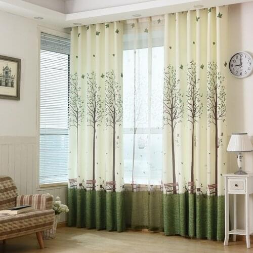 Gyrohome Children Bedroom Curtain Trees Print Curtains matched Tulle Alternative GYC2181