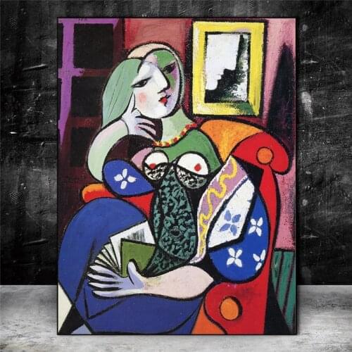 Woman With Book by Picasso Canvas Paintings On the Wall Art Posters And Prints Surrealism Art Canvas Pictures For Living Room