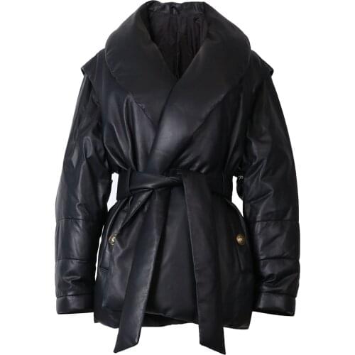 YOLOAgain Winter Warm Oversized Ladies Real Leather Jacket Coat Women Lambskin Vest