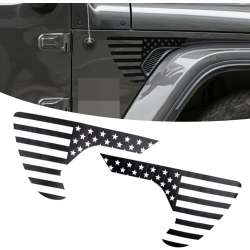 1 Pair Car Fender Vent Flag Decal Stickers Plastic Black Fit For Jeep Wrangler JL/JT Gladiator 2018 2019 2020