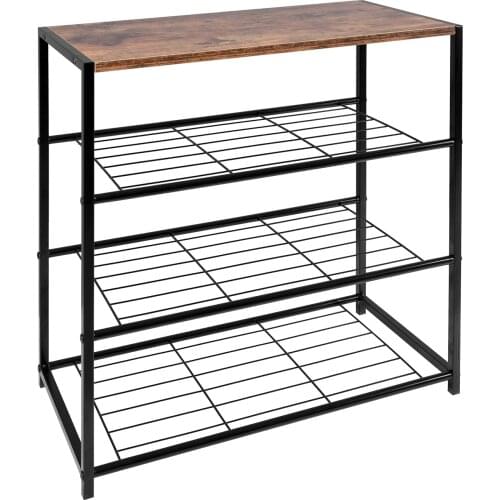 1PC Shoe Rack 3 Tier Shoe Bench with Seat Standing Metal Wood Shoe Storage Cabinet Cupboards Organizer for Hallway Home