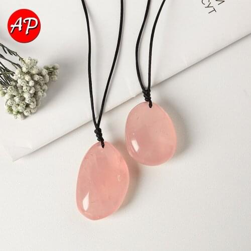 1PC Natural Rose Quartz Crystal Pendants Pink Quartz Stone Trendy Jewelry Making DIY Necklace Woman Gifts