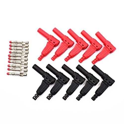 10sets Wire Solder DIY Insulation 90 Degree Right Angle Male 4mm Banana Plug Connectors Multimeter Test Leads Adapter