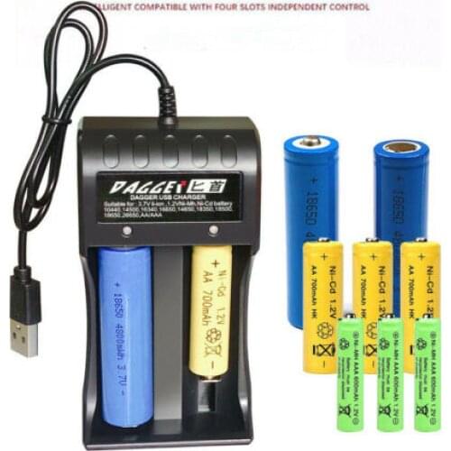 2Slot 3.7V 18650 Rechargeable intelligent USB Battery Charger with LED indicator