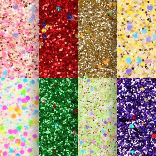 20*33cm Chunky Glitter Sequins Vinyl Fabric Solid Color Faux Leather Sheets For Hair Bows Earrings Leather Fabirc,c20596