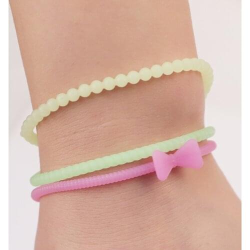 2021 10pcs/Lot Candy Cute Gift Mash Up Bracelets Silicone Night Luminous And Solid Color Style Girl Women Hair Rubber Band Tie