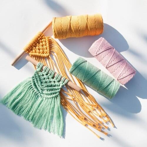 3mm Natural Macrame Cotton Cord Twisted String Rope DIY Crafts Knitting Tapestry