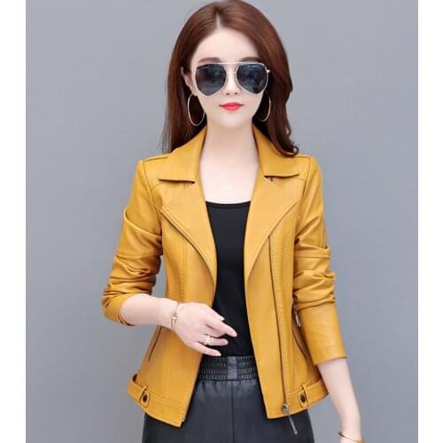 4XL Plus Size PU Leather Jacket Women New 2021 Motorcycle Women Leather Coat Short Slim Spring Autumn Coats Female Jackets Black
