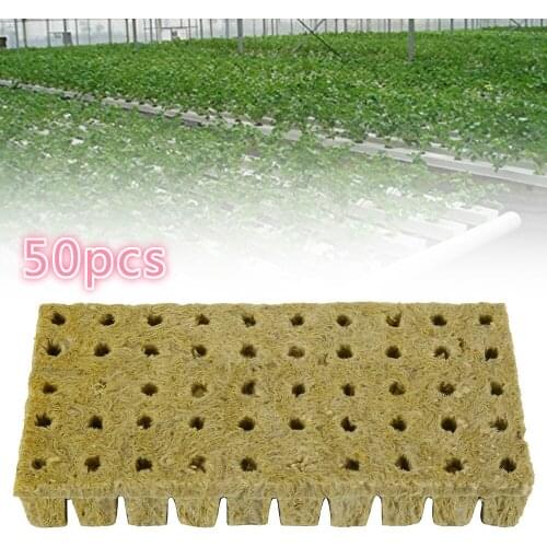 50pcs RockWool Plant Starter Grow Plug Cubes Base Practical Cubes for Garden Greenhouse Orchard Sun Room Hydroponic Applications