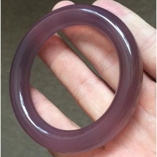 Brazilian Pure natural Color Purple jade pith bracelet ice-penetrating purple agate round bracelet Retro Gift 52-54