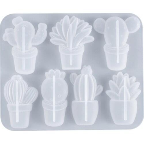 3D Cactus Keychains Crystal Epoxy Resin Mold Handmade Pendant Decorations Silicone Mould DIY Crafts Casting Tool