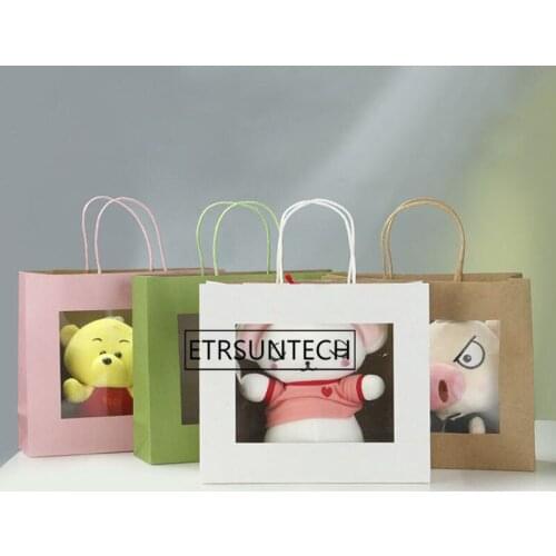 Paper PVC Window Tote Gift Bag Creative Birthday Wedding Party Girlfriend Gift Handle Flower Bags