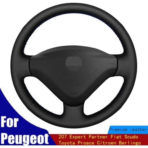Car Steering Wheel Covers Black PU Artificial Leather For Peugeot 207 Expert Partner Fiat Scudo Toyota Proace Citroen Berlingo