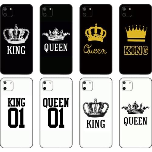 Black tpu Case For OPPO Realme C11 C20 C21 Case Back Cover Bumper king queen couple