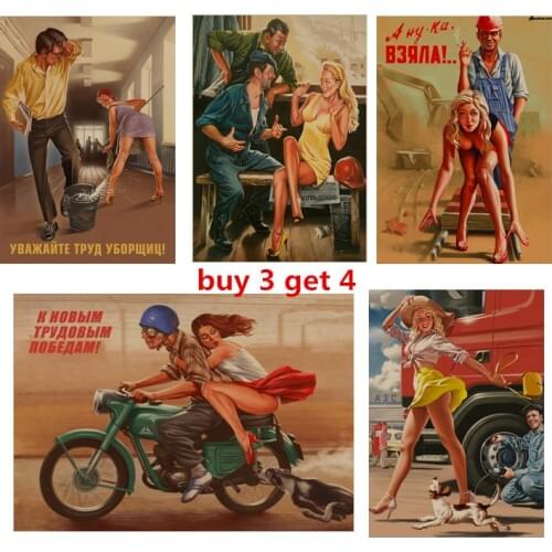Home Decor) >Wall Stickers) Soviet posters of the Soviet Union sexy beauty Second World War Soviet posters family wall sticker