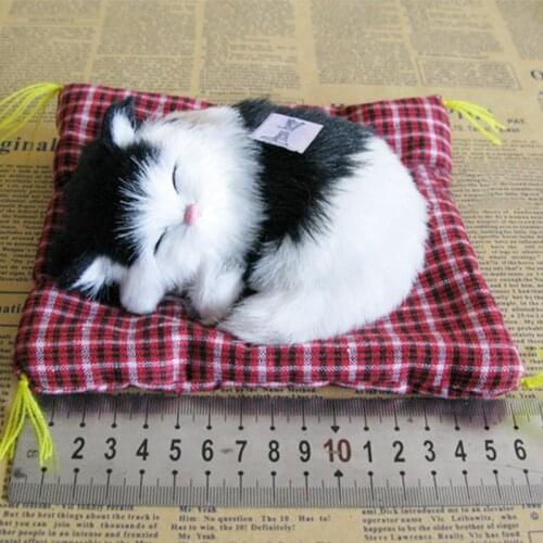 Imitation Cute Cat Cloth Pad Realistic Cat Doll Home Decor Plush Animal Model Press Sounding Baby Toys Children Birthday Gifts