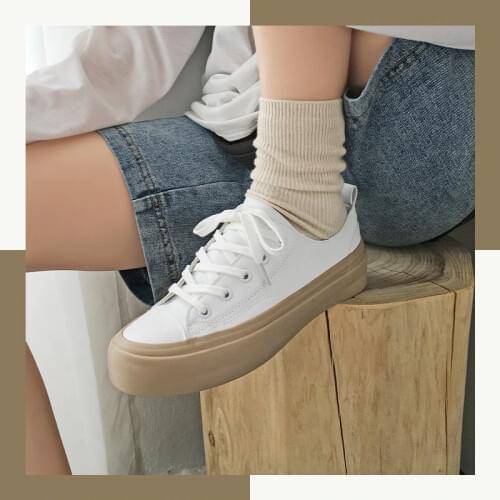 Fashion White Leather Women Chunky Sneakers White Shoes Lace Up Tenis Feminino Zapatos De Mujer Platform Women Casual Shoes